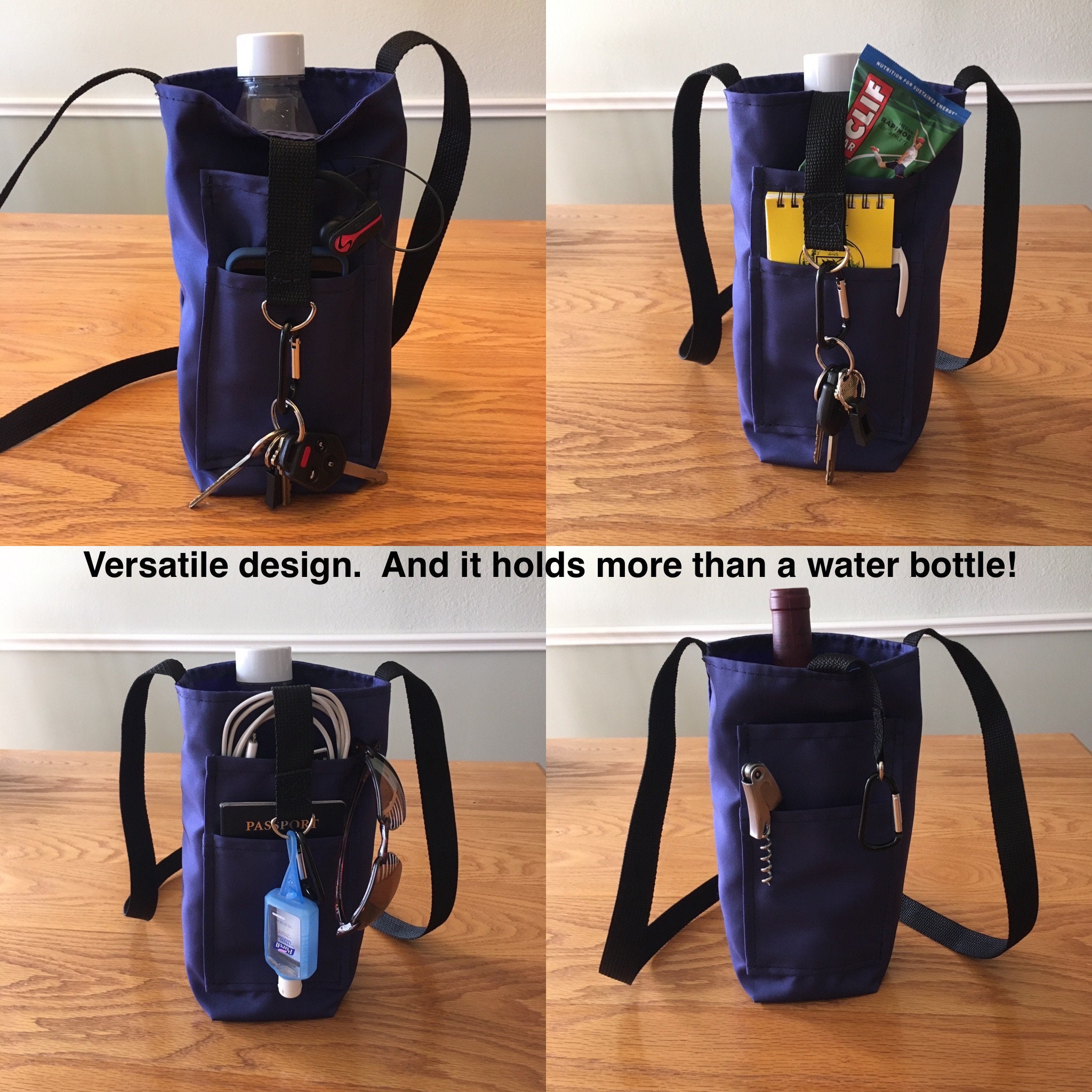Water Bottle Carrier Bags with Adjustable Shoulder Strap Insulated Crossbody Water Bottle Holder Sports Water Bottle Case Sleeve Pouch with 2 Pocket