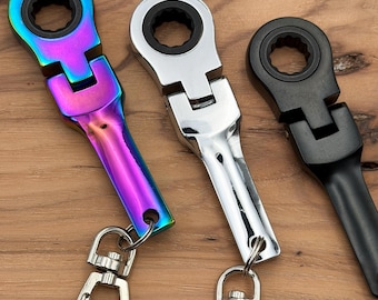 10mm Ratchet Wrench Keychain | Flex Head 72-Tooth | Custom | Mechanic Gift