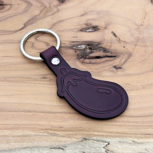 Eggplant Leather Keychain (Purple)