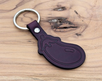 Eggplant Leather Keychain (Purple)
