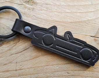 Custom: Silhouette Leather Keychain for Shelby AC Cobra Key Fob- Green Color