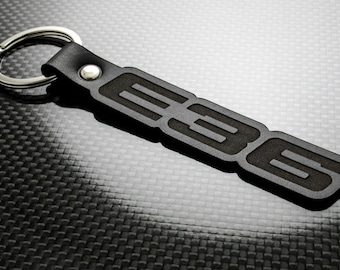 E36 Engraved Leather Keychain Keyring