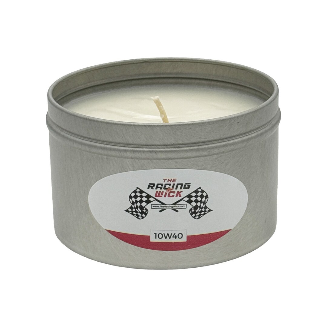 10W40 Scented Candle the Racing Wick 8oz Tin Can Etsy
