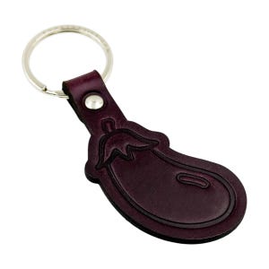 Porte-clés en cuir aubergine (violet)
