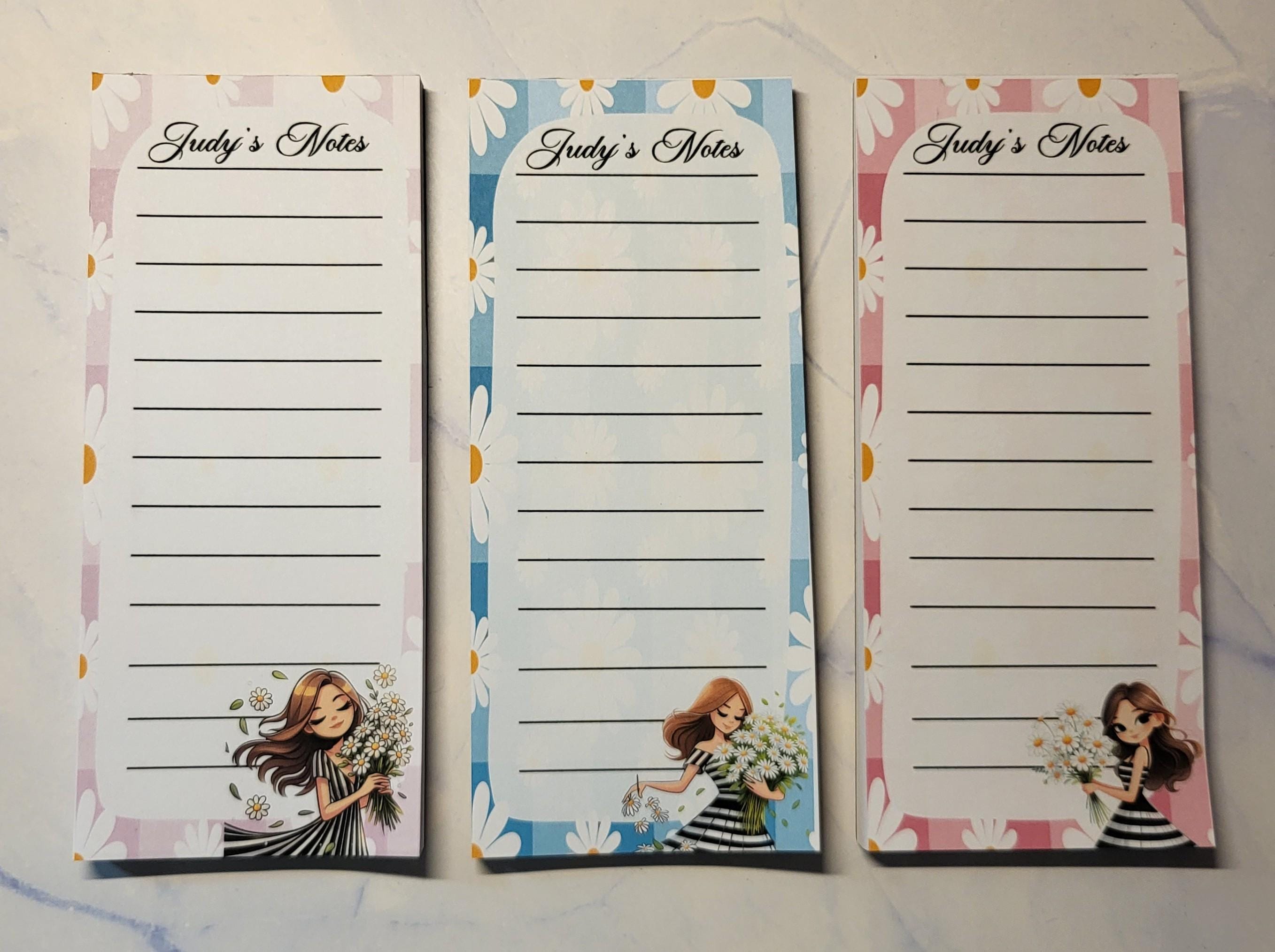 Personalized Magnetic Notepad Set of 3, 3x7 Fridge Notepads, Custom ...