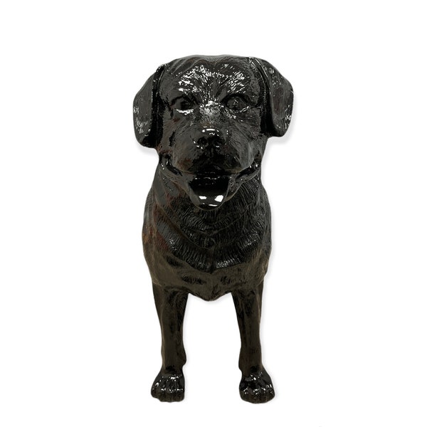 statue chien rottweiller noir H.70cm décoration intérieur et extérieur