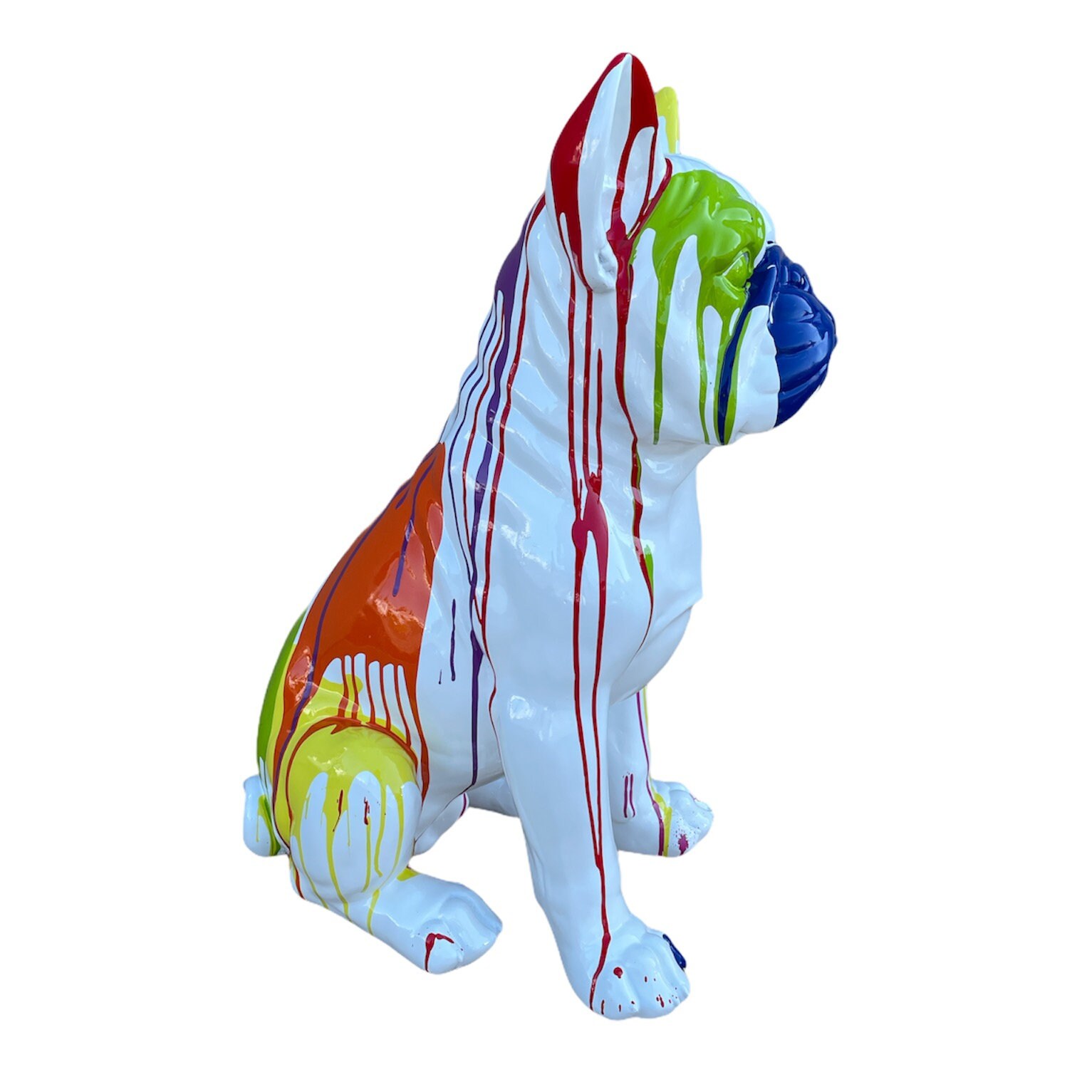 French bulldog statue seated in multicolored white resin drip Etsy