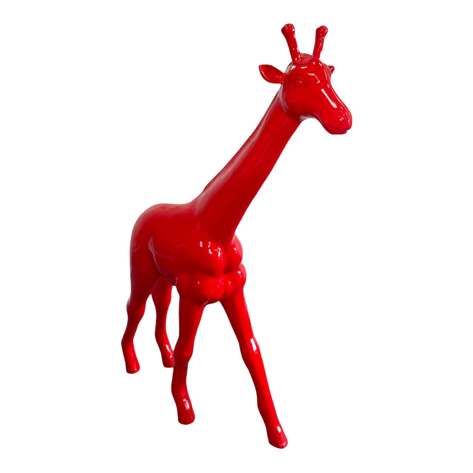 statue Girafe Rouge en Résine , Décoration Intérieur et Extérieur, Hauteur 100cm