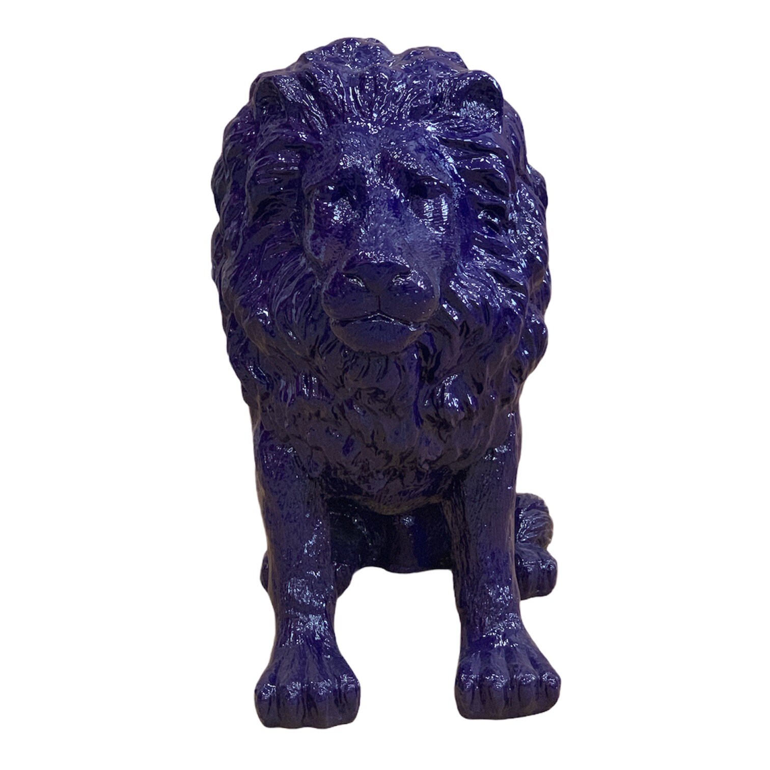 Lion statue seated in midnight blue resin interior and Etsy