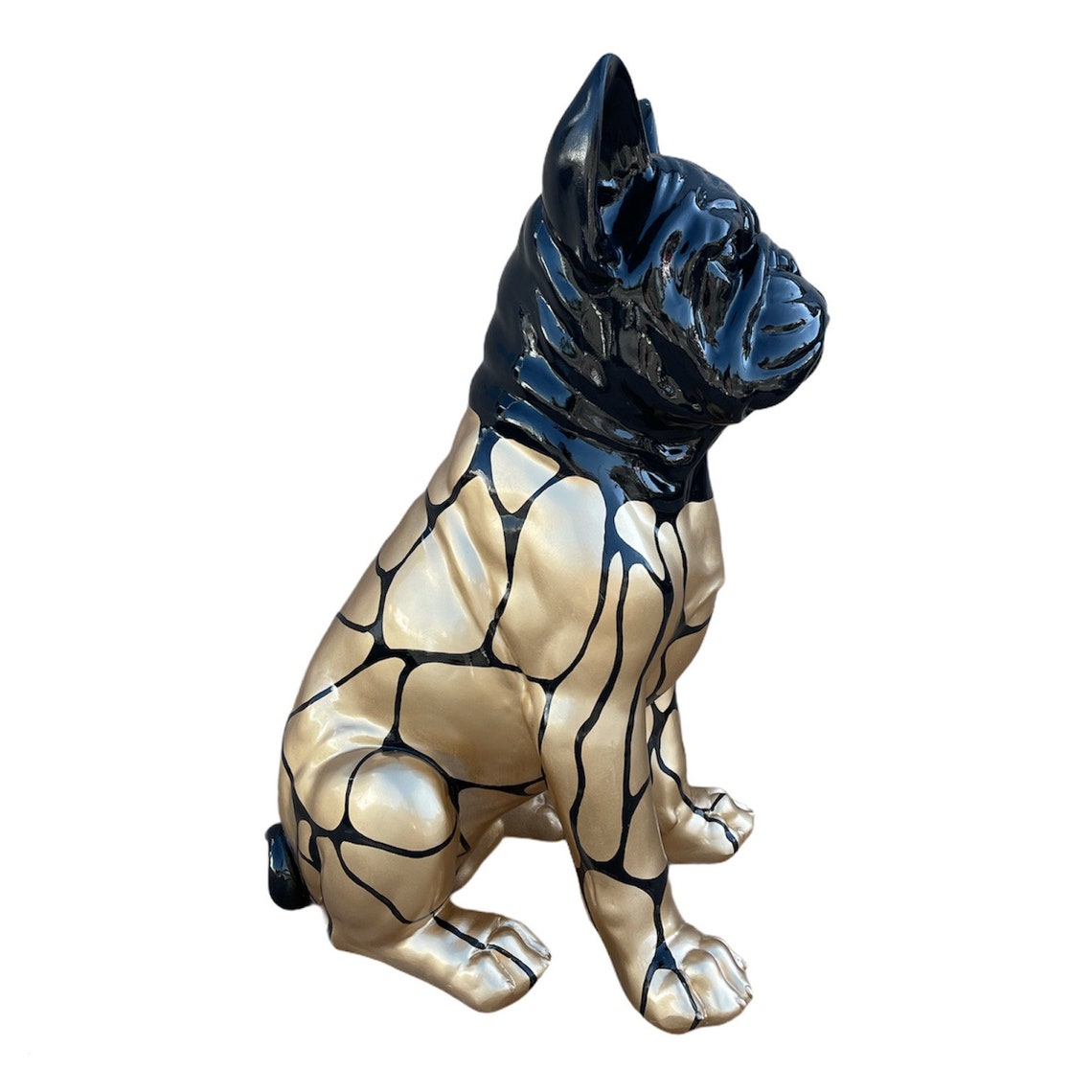 Statue bouledogue français assis en résine noir smarties or Etsy