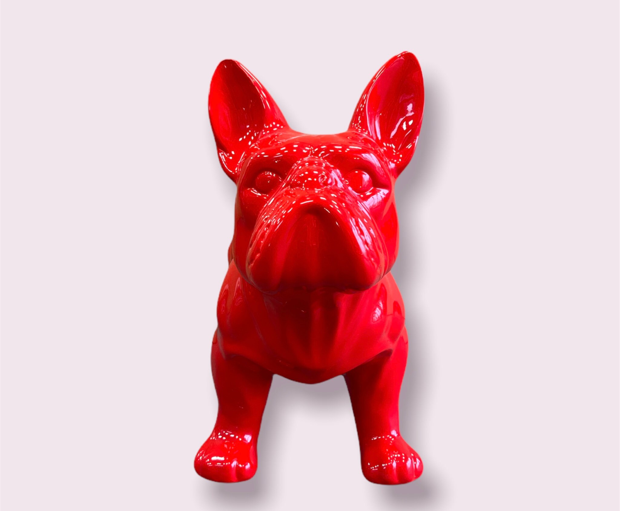 statue Chien Bouledogue Français Rouge - H.40cm Décoration Intérieur et Extérieur