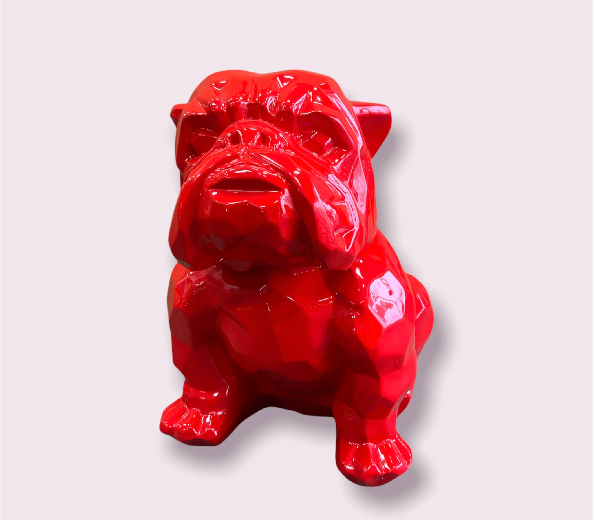 statue Chien Bouledogue Français 3D Rouge - H.45cm Décoration Intérieur et Extérieur