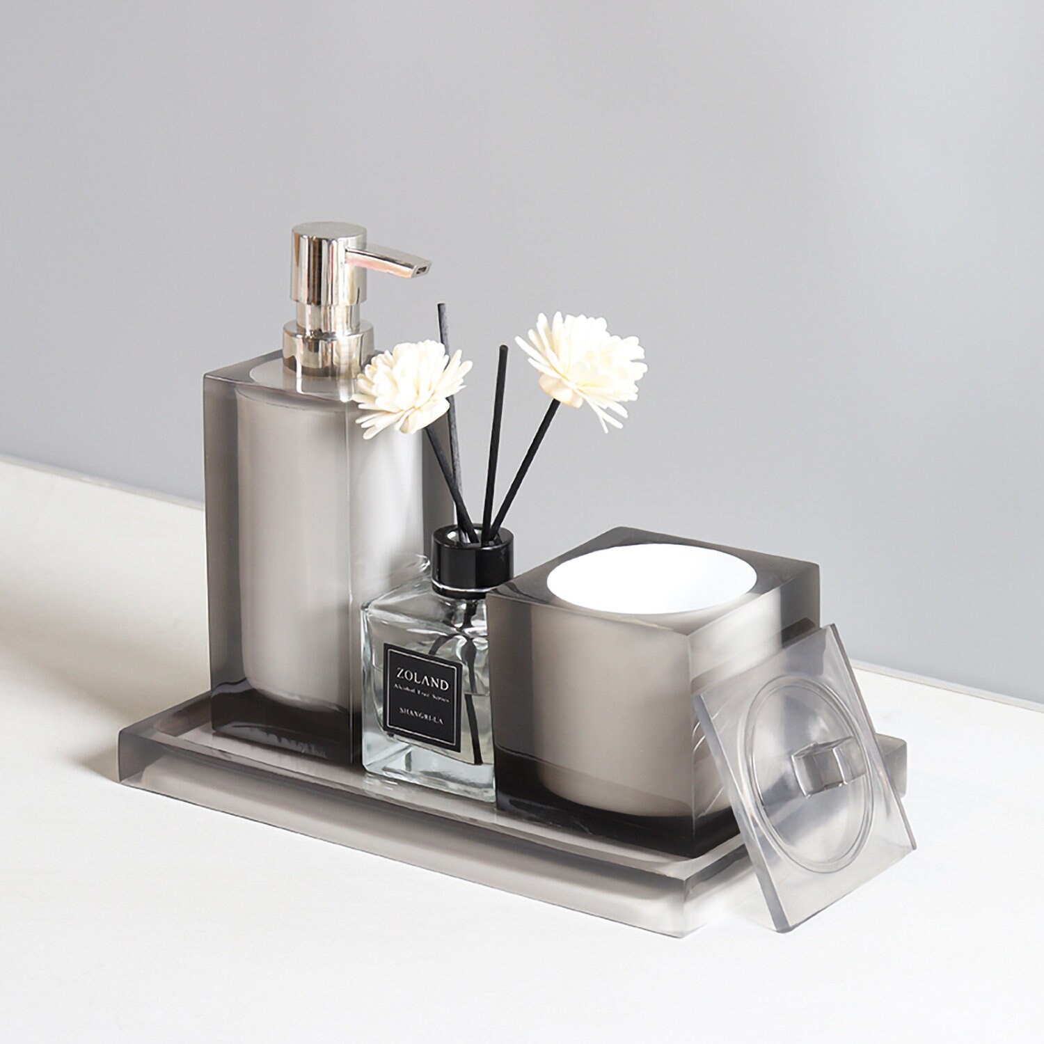 Clear Resin Bathroom Accessories Set Glass Style Bathroom Etsy UK