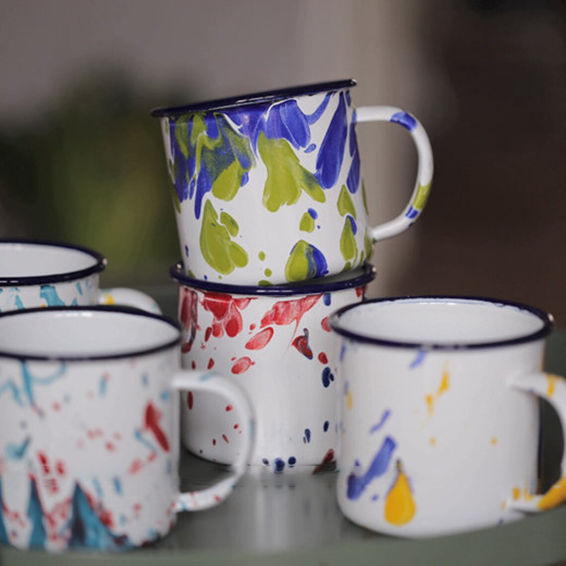 Handmade Enamel Mug with Oil Paint Splash Random pattern Etsy