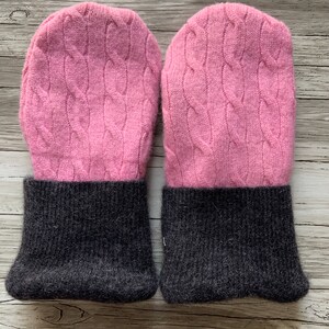 Kids Size Medium Mittens - Felted Wool Mittens - Fleece Lined Sweater Mittens