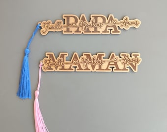 Personalized Bookmark for Mom, Dad, Aunt, Godmother, Godfather, Grandma, Grandpa - Ideal gift for dad or mom - Laser engraving
