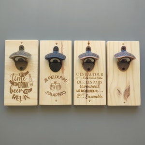 Wooden wall bottle opener - Customizable - Laser engraving