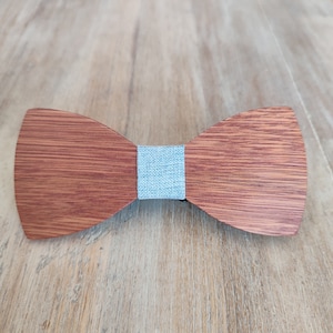 Wooden bow tie Laser engraving Personalization Jean bleu clair