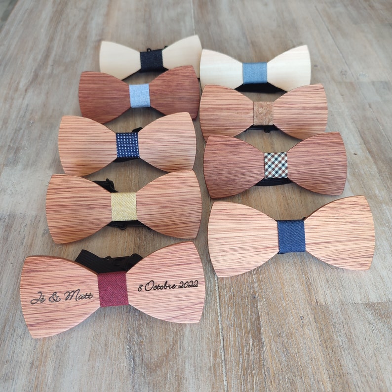 Wooden bow tie Laser engraving Personalization image 1
