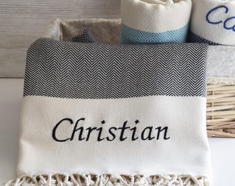 Personalisiertes Saunatuch met Name, leichtes Pestemal für Wellness & Spa, 100 x 180 cm Saunatuch