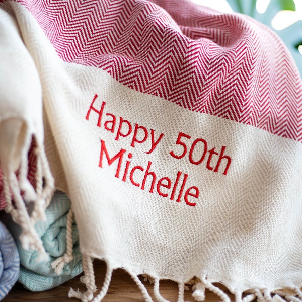 50th Birthday Beach Towel, Custom Beach Towel, Thirtieth Birthday Presents, Beach Towel, 40th Old Birthday for Women and Men,50th Bday Gifts