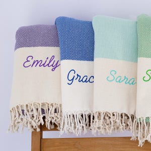 Custom Beach Towel, Personalized Name Embroidery, Birthday Gift, Girls Trip - Bridesmaid, Bachelorette and Bridal Shower Wedding Gift