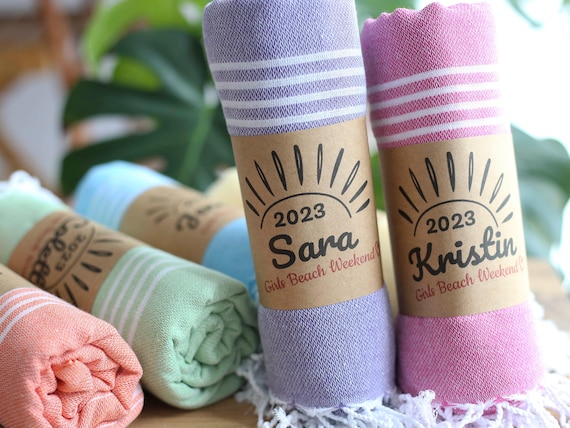 Personalized Beach Towel: Girls Trip, Bridesmaid, Wedding Favor