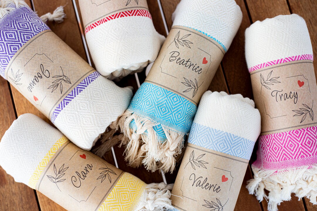 Personalized Beach Towel, Wedding Favors or Bridesmaid Favors Towels