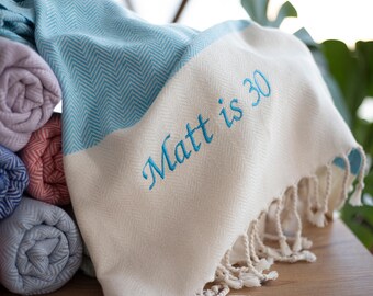 Personalized Turkish Beach Towel Ornament Design Wrap Custom 30th Birthday Gift Ready