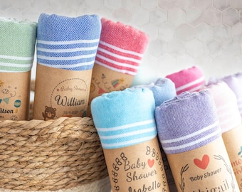 Personalized Baby Shower Favor Towels Custom Kraft Wrap Gift for Guests Baby Shower Gift Idea