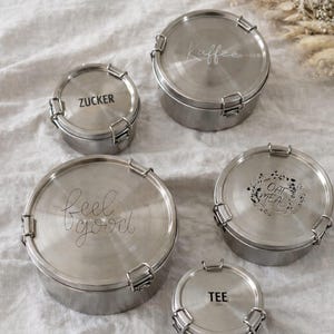 RUNDE - Brotdose / Aufbewahrungsbox / Vorratsdose / Lunchbox / Vesperdose / Edelstahl personalisiert / Name