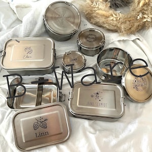 Brotdose mit Trennfächer ! B-WARE ! / Unterteilung / 3 Fächer Lunchbox Vesperdose Edelstahl personalisiert / Achtung: 2.Wahl