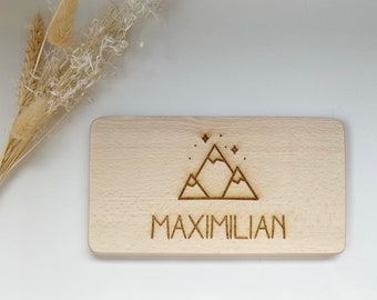 Breakfast board personalized with desired engraving - wooden board individually with children name and motif