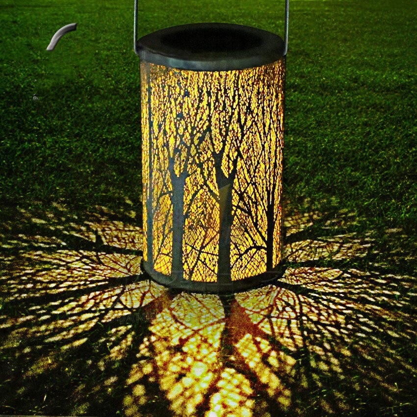 Outdoor solar garden lamp hollow wall hanging leaf projection Etsy