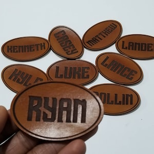 Leather Nameplate | Personalized Name Tags | Personalized Leather Tags | Leather Gift Tags | Custom Engrave Patches | Custom Leather Patches