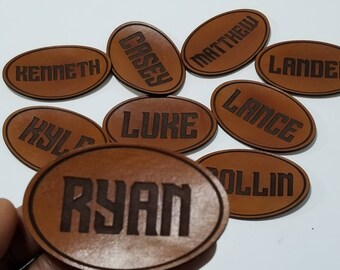 Leder Namensschild | Personalisierte Namensschilder | Personalisierte Leder Tags | Leder Geschenkanhänger | Benutzerdefinierte Gravur Patches | Individuelle Lederpatches