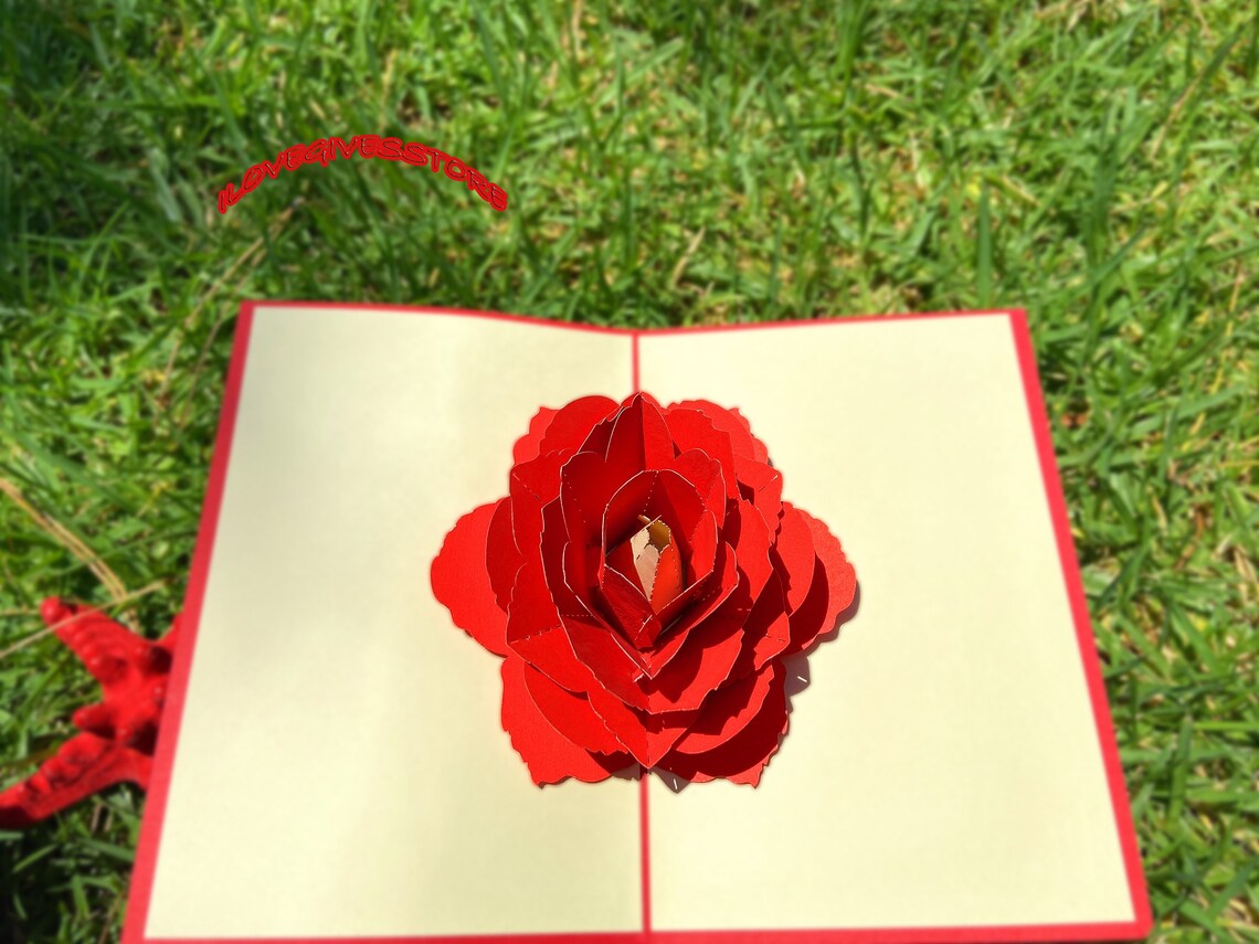 Red Rose Flower pop up card ROSE PopUp Card Rose Pop Up Etsy