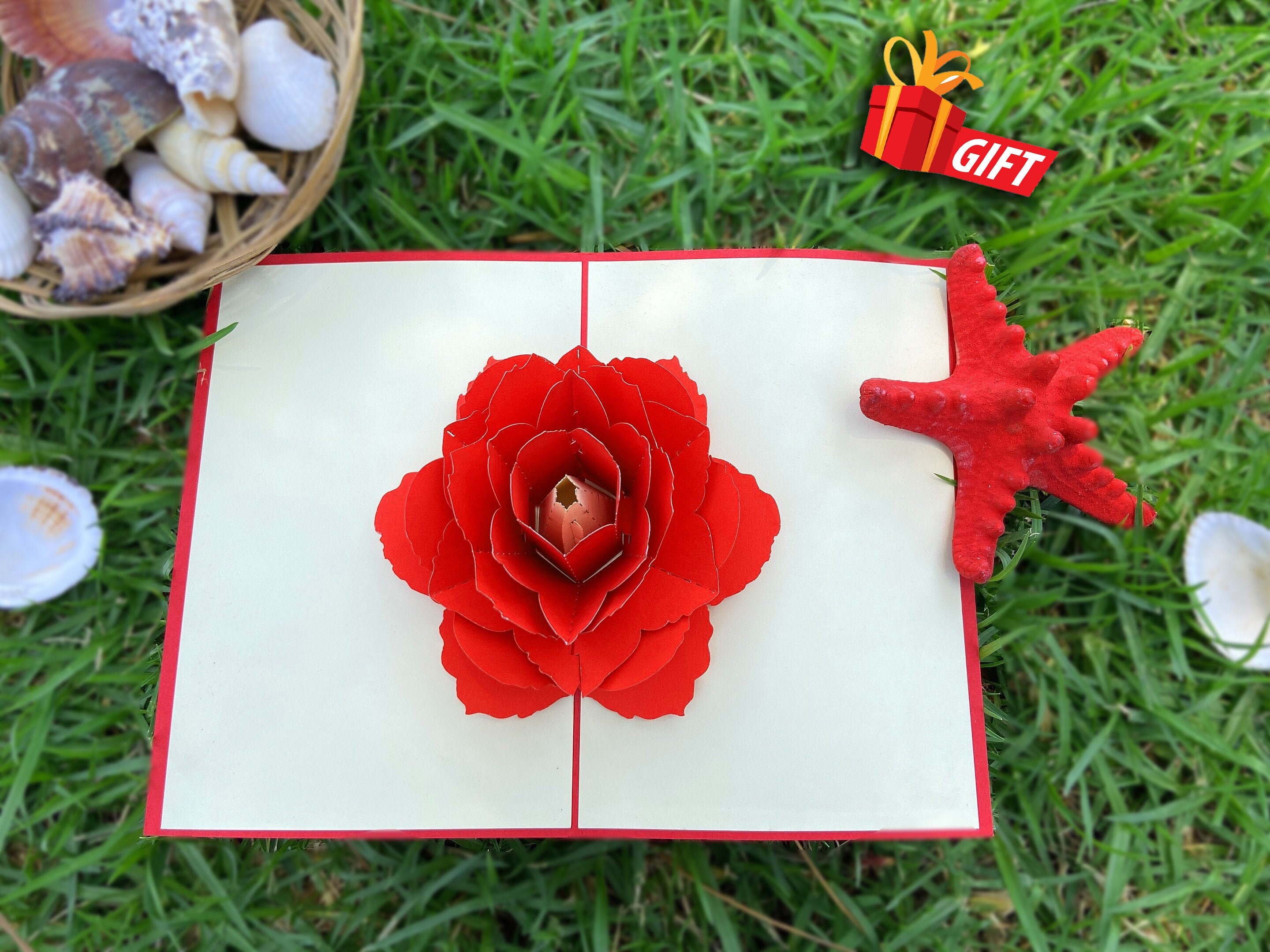 Red Rose Flower pop up card ROSE PopUp Card Rose Pop Up Etsy