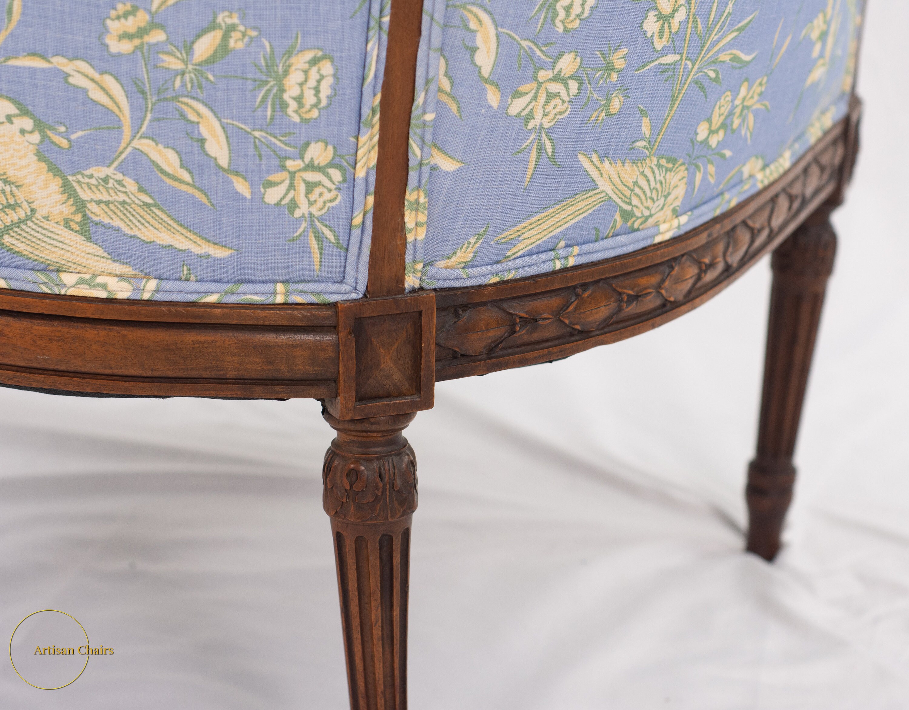 New Scalamandre Upholstery - Circa 1910 Louis XV-Style Carved