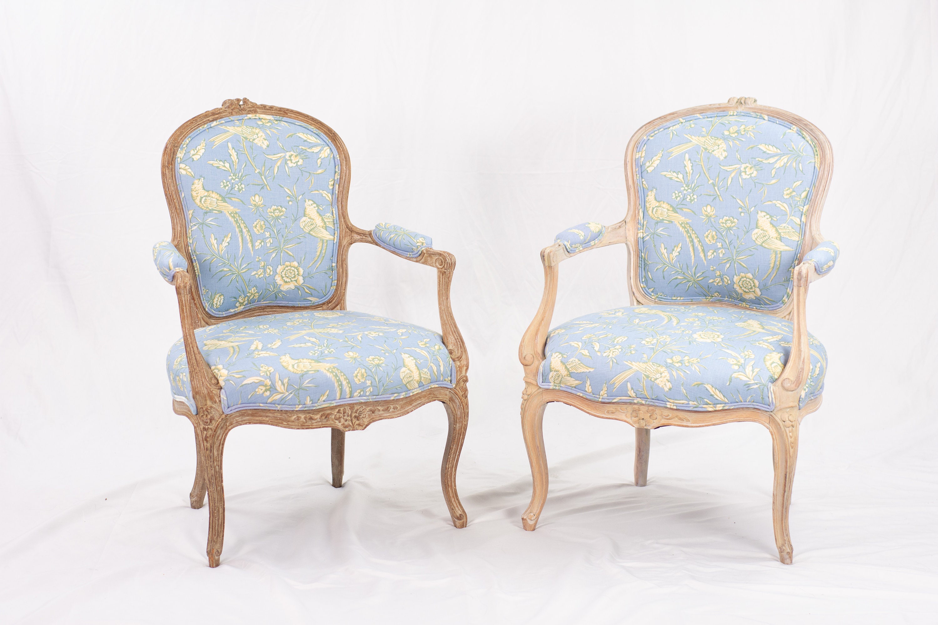 Louis XV Gilt Wood Arm Chair with Green Silk