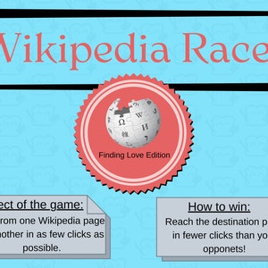 Finding Love on Wikipedia | Wikipedia Races | Zoom Game | Printable Activity | Valentine&#39;s Day Game | Bridal Shower Game