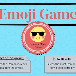 Guess the Romance Movie Title | Emoji Guessing Game | Printable Activity | Zoom Game | Valentine&#39;s Day Activity | Bridal Shower Game