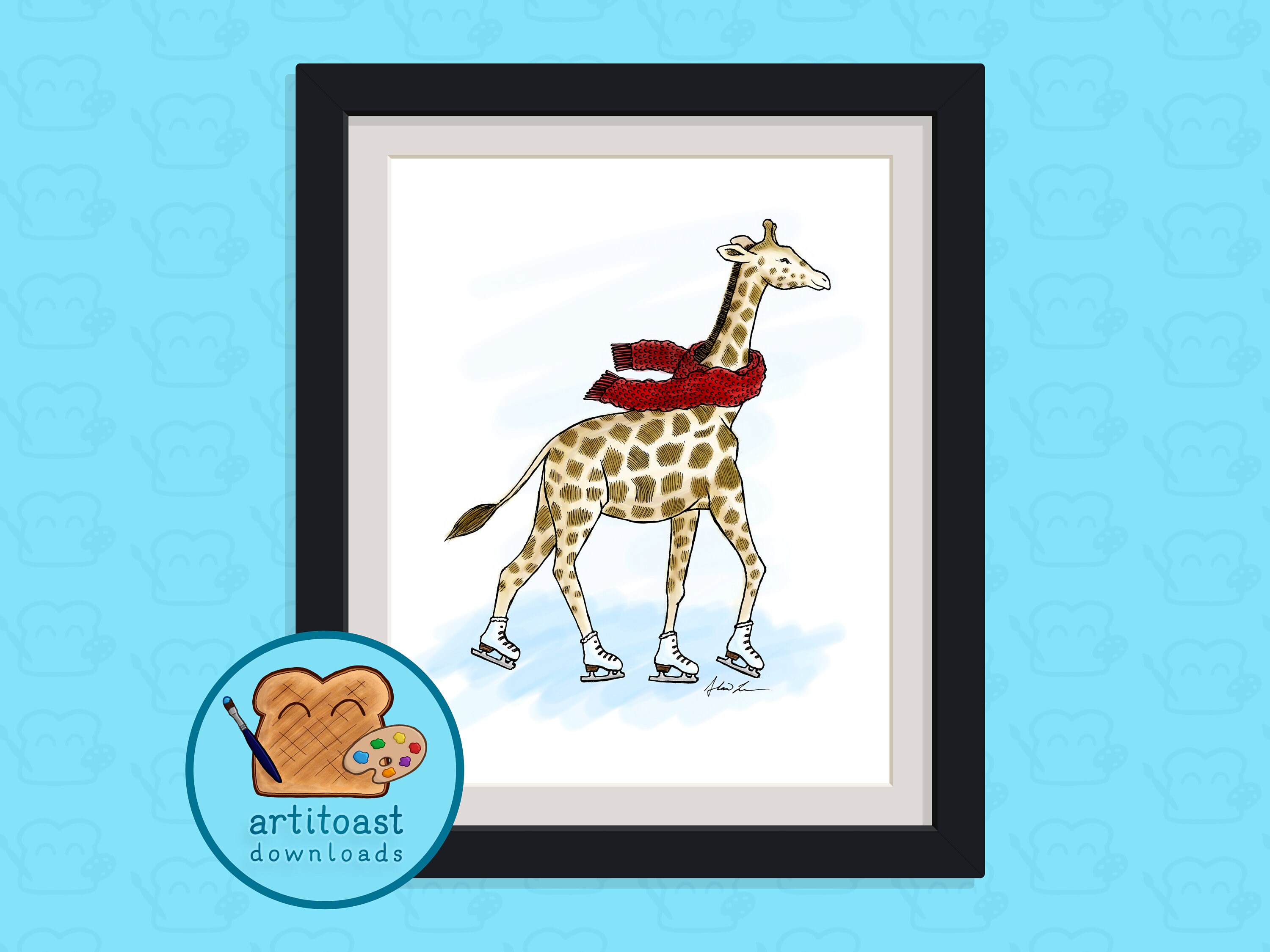 Giraffe Printable Ice-skating Giraffe Animal Wall Décor - Etsy Giraffe Printable Ice-skating Giraffe Animal Wall Décor - Etsy