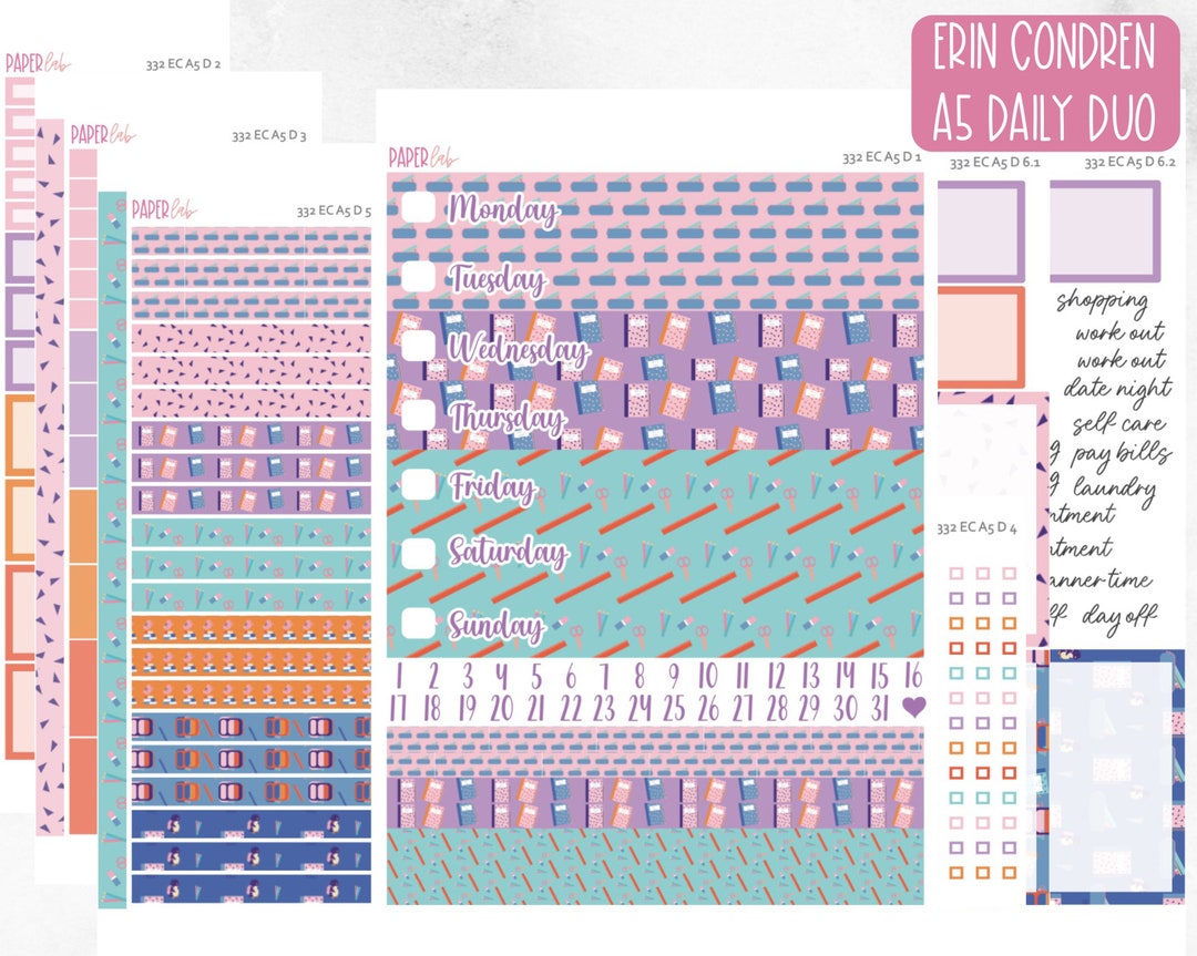 KIT-332 A5 Daily Duo Back to School Erin Condren Daily Duo Kit - Etsy