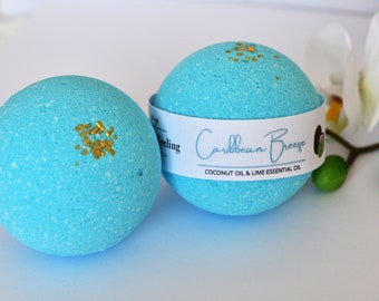 Caribbean bath bomb, bath bomb gift, gift for her, gift for him, coconut, lime, gift wife, gift girlfriend, gift spouse, present