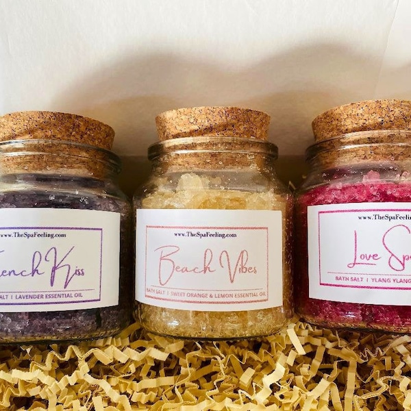 bath salt (Set of 3), luxury gift women, gift mother, gift mom, gift for her, gift girlfriend, gift box, lavender, ylang ylang