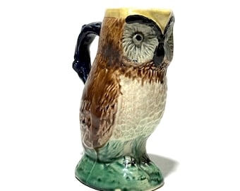 Antique Magolica Owl Pitcher