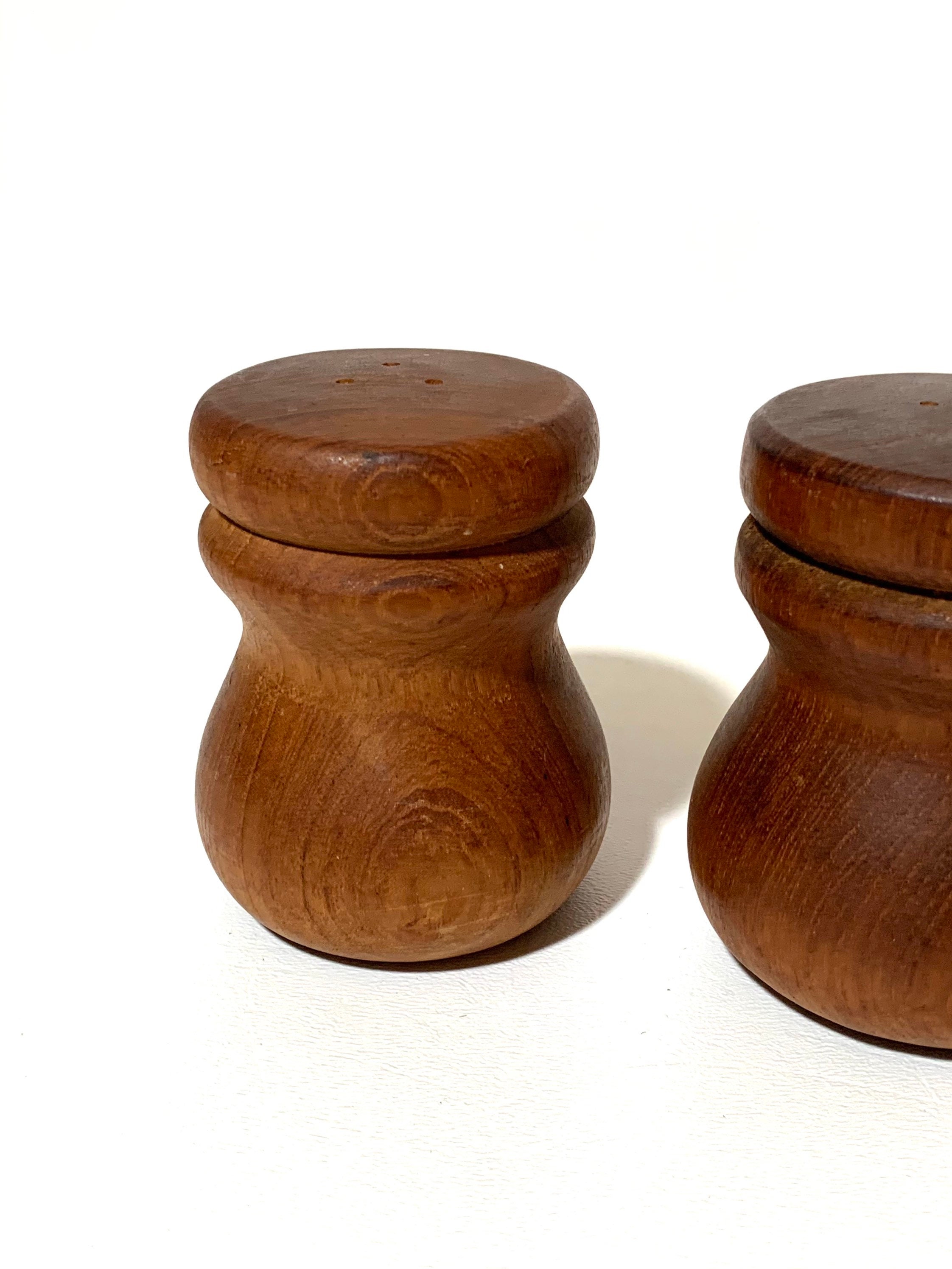 Vintage Teak Salt and Pepper Shakers Etsy
