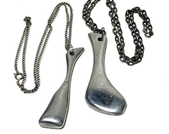 Pair of Vintage Modern Hoselton Sculpture Necklaces