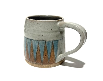 Incredible Vintage Geometric Stoneware Mug